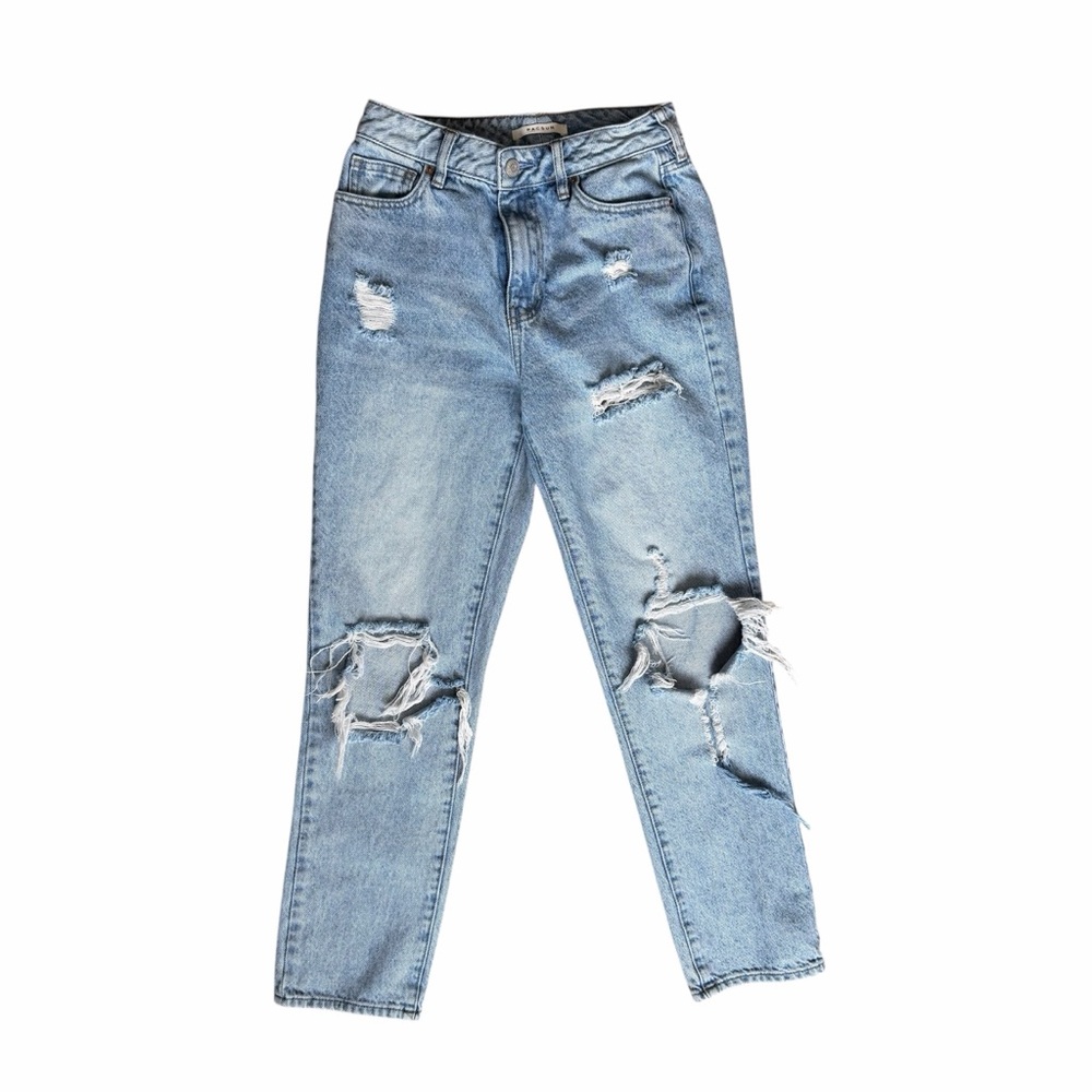 PacSun Distressed Destroyed Mom Jean High Rise Light Medium Wash Size 25